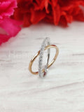 0.3ct Round Cut Moissanite Criss Cross Stackable Wed Band 14k Dual Gold Plated