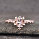 2ct Engagement Ring Oval Cut Peach Morganite Turtle Art Deco 14k Rose Gold Over
