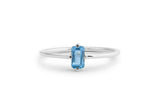 0.4ct Engagement Ring Baguette Cut Aquamarine Minimalist 14k White Gold Finish