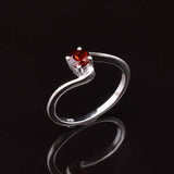 0.15ct Engagement Ring Round Cut Red Garnet Swirl Twist 14k White Gold Finish
