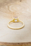 1ct Emerald Cut Simulated Morganite Solitaire Accents Ring 14k YellowGold Plated
