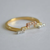 0.3ct Round Cut Moissanite Geometric Bar Engagement Ring 14K Yellow Gold Plated