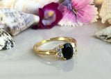 1.2ct Engagement Ring Oval Cut Black Diamond Solitaire 14k Yellow Gold Finish