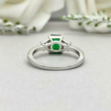 2.2ct Green Emerald Cut Solitaire with Accent Engagement Ring 14k WhiteGold Over