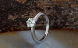 6 Prong Solitaire Engagement Ring 0.5ct Round Cut Diamond 14k White Gold Finish
