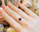 1ct Round Cut Blue Sapphire Engagement Ring 14k White Gold Finish Minimalist