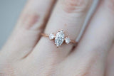 Princess Accents Trilogy Ring 1.5ct Marquise Cut Diamond 14k Rose Gold Finish