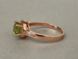 1.5ct Round Cut Green Peridot Halo Solitaire Engagement Ring 14k RoseGold Finish
