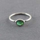 1ct Oval Green Emerald Bezel Set Solitaire Engagement Ring 14k White Gold Finish