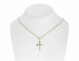 0.5ct Round Cut VVS1 Diamond Pendant Two Row Cross 14k Yellow Gold Over NO CHAIN