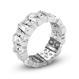 4ct Pear & Baguette Cut Diamond Wedding Ring Band 14k White Gold Finish Eternity
