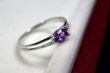 0.4ct Engagement Ring Oval Cut Purple Amethyst Split Shank 14k White Gold Finish