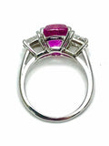2.5ct Cushion Cut Pink Sapphire Engagement Ring Trilogy 14k White Gold Finish