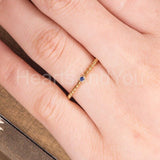 0.1ct Round Cut Simulated Sapphire Bezel Set Dainty Ring 14k Yellow Gold Plated