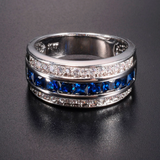 4ct Princess Cut Blue Sapphire Wedding Band Ring 14k White Gold Finish Eternity