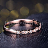 0.5ct Round Cut Moissanite Half Eternity Milgrain Band 14k Rose Gold Plated