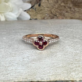 0.5ct Round Cut Simulated Pink Ruby Floral Engagement Ring 14k Rose Gold Plated