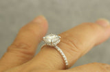 3Ct Cushion Cut Diamond Dual Hidden Halo Engagement Ring 14K White Gold Finish