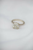 2.8ct Cushion Cut Diamond Solitaire with Accents Ring 14k Yellow Gold Finish