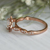 2Ct Cushion Cut DVVS1 Diamond Vintage Halo Engagement Ring 14K Rose Gold Finish