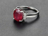 2.25ct Engagement Ring Oval Cut Pink Ruby Diamond Petite 14k White Gold Finish