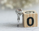 2Ct Oval Cut Peach Morganite Split Band Halo Engagement Ring 14K White Gold Over