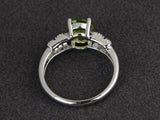 2.4ct Oval Cut Green Peridot Solitaire Split Shank Ring 14k White Gold Finish