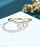 0.5ct Baguette Cut Simulated Diamond Curved Wedding Band 14k Yellow Gold Plated