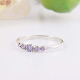 1.2ct Round Cut Purple Amethyst Engagement Ring Five Stone 14k White Gold Finish