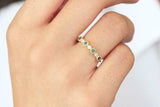 1ct Round Alternate Green Emerald Diamond Half Eternity Band 14k YellowGold Over