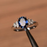 2.3ct Engagement Ring Oval Cut Sapphire Stylish Art Deco 14k White Gold Finish