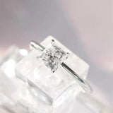 0.5ct Princess Simulated Diamond Solitaire Minimalist Ring 14k White Gold Plated
