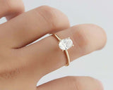 1.5ct Oval Cut Diamond Engagement Ring Solitaire Promise 14k Yellow Gold Finish