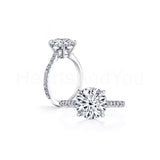 2.1ct Round Cut Moissanite Accented Pave Engagement Ring 14K White Gold Plated