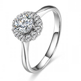 1.9Ct Round Cut VVS1/D Diamond Floral Halo Engagement Ring 14K White Gold Finish