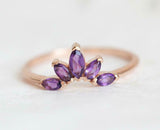 1.5ct Marquise Cut Purple Amethyst Engagement Ring Crown 14k Rose Gold Finish
