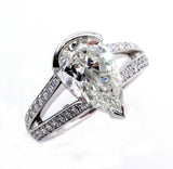5Ct Pear Cut Diamond Split Shank Solitaire Engagement Ring 14K White Gold Finish