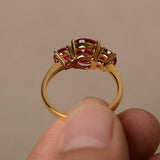 2.4ct Engagement Ring Round Cut Pink Ruby Three Stone 14k Yellow Gold Finish