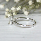 3Ct Emerald Cut Diamond Dual Claw Solitaire Engagement Ring 14K White Gold Over