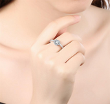 2Ct Round Cut Diamond Accent Halo Solitaire Engagement Ring 14K White Gold Over