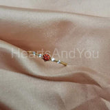0.5ct Round Cut Simulated Red Garnet Minimalist Ring 14k Yellow Gold Plated