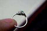 0.56ct Engagement Ring Round Cut Green Emerald Swirl Trilogy 14k White Gold Over