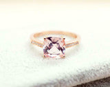 1.2ct Cushion Cut Peach Morganite Engagement Ring Solitaire 14k Rose Gold Finish