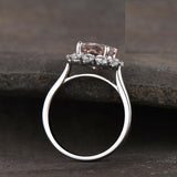 2ct Round Cut Peach Morganite Diamond Halo Solitaire Ring 14k White Gold Finish