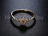 0.5ct Round Cut Moissanite Floral Geometric Engagement Ring 14k Gold Plated