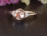 1ct Round Cut Simulated Morganite Solitaire Milgrain Ring 14k Rose Gold Plated