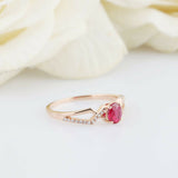 1ct Oval Cut Pink Ruby Engagement Ring Split Shank Solitaire 14k RoseGold Finish
