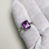 2.1ct Purple Amethyst Cut Cross Shank Solitaire Women Ring 14k White Gold Finish