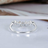 0.8ct Round Cut Diamond Wedding Band Curved Half Eternity 18k White Gold Finish