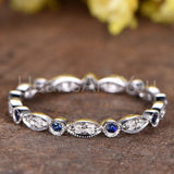 0.3ct Round Cut Simulated Sapphire Eternity Wedding Band 14k White Gold Plated